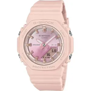 Γυναικείο ρολόι G-SHOCK GMA-P2100SG-4AER Chronograph με ροζ-ασημί καντράν και ροζ λουράκι βιολογικής προέλευσης.