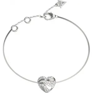 GUESS STEEL IN MY HEART JUBB04502JWRHL Βραχιόλι Ασημένιο Με Καρδιά Με Πέτρες