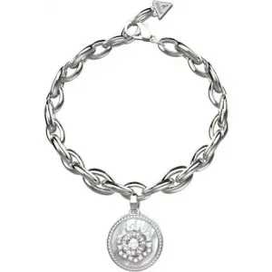 GUESS STEEL LA FLEUR JUBB04546JWRHL Βραχιόλι Ασημένιο Με Σχέδιο Με Πέτρες