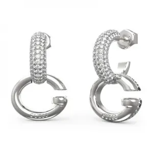 GUESS STEEL OH MY G JUBE04521JWRHT U Ασημένιοι Κρίκοι Με Κρεμαστό Λογότυπο