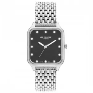 Γυναικείο ρολόι LEE COOPER LC07957.370 με μαύρο καντράν και ασημί μπρασελέ.