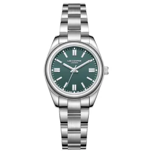 Γυναικείο ρολόι LEE COOPER LC07962.750 με πράσινο καντράν και ασημί μπρασελέ.