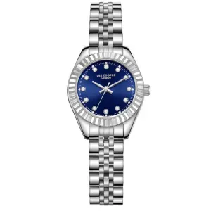 Γυναικείο ρολόι LEE COOPER LC07956.390 με μπλε καντράν και ασημί μπρασελέ.