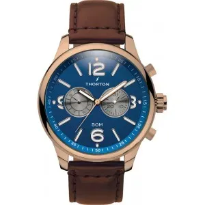 THORTON 9002151 Ragnar Rose Gold Brown Leather Strap