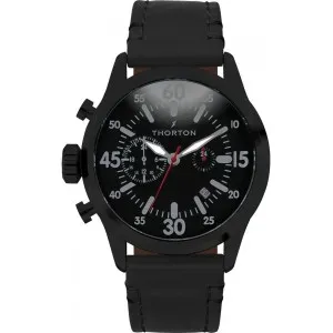 THORTON 9003111 Arne Dual Time Black Leather Strap 