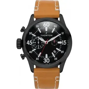 THORTON 9003112 Arne Dual Time Brown Leather Strap 