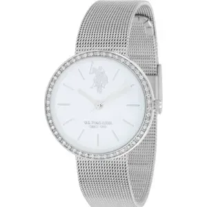 Γυναικείο ρολόι U S  POLO USP5666ST Azure Crystals με λευκό καντράν και μπρασελέ.