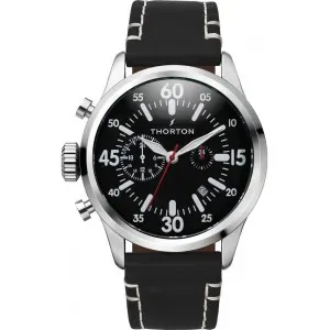 THORTON 9003131 Arne Dual Time Black Leather Strap 