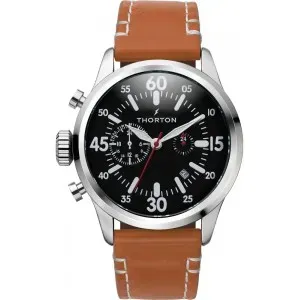 THORTON 9003132 Arne Dual Time Brown Leather Strap 