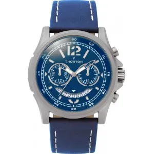 THORTON 9007131 Ivar Dual Time Blue Leather Strap 