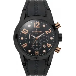 THORTON 9005311 Harald Dual Time Black Rubber Strap 