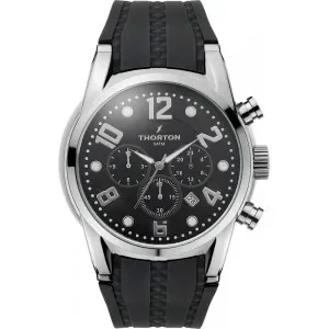 THORTON 9005331 Harald Dual Time Black Rubber Strap 