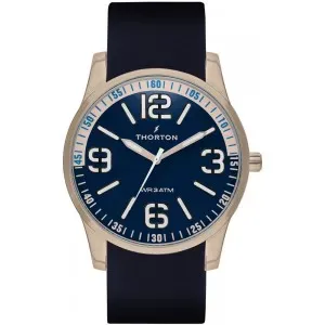 THORTON 9004151 Steiner Rose Gold Blue Leather Strap 