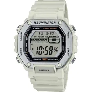 Ανδρικό ρολόι CASIO MWD-110H-8AVEF Collection Dual Time Chronograph με ψηφιακό καντράν και λευκό πλαστικό λουράκι.