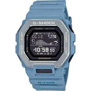 Ανδρικό ρολόι G-SHOCK GBX-100-2AER G-Lide Chronograph με ψηφιακό καντράν και γαλάζιο πλαστικό λουράκι.