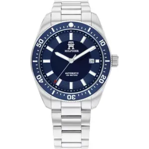 Aνδρικό ρολόι Tommy Hilfiger 1710591 Th85 Automatic από ανοξείδωτο ατσάλι με μπλε καντράν και ασημί μπρασελέ.