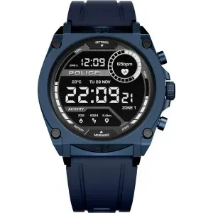 Ανδρικό ρολόι POLICE PEIUN0000103 My Avatar Smartwatch με ψηφιακό καντράν και μπλε καουτσούκ λουράκι.