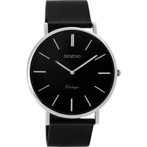 Ρολόι OOZOO C8865 Vintage με Μαύρο Μεταλλικό Μπρασελέ