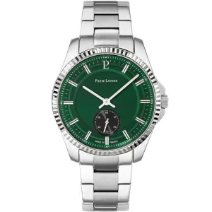 Ανδρικό ρολόι PIERRE LANNIER 246G171 Metropolitan από ανοξείδωτο ατσάλι με πράσινο καντράν και ασημί μπρασελέ.