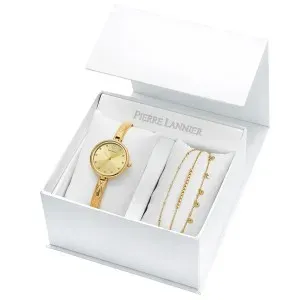 Γυναικείο ρολόι PIERRE LANNIER 355G542 Leia Gift Set από ανοξείδωτο ατσάλι με χρυσό καντράν και χρυσό μπρασελέ.