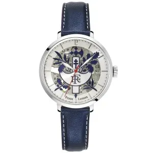 Γυναικείο ρολόι PIERRE LANNIER 455F626 Elysee Automatic από ανοξείδωτο ατσάλι με skeleton καντράν και μπλε δερμάτινο λουράκι.