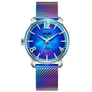 Γυναικείο ρολόι WELDER MOODY WRN2002 από ανοξείδωτο ατσάλι με μπλε φίλντισι καντράν και πολύχρωμο μπρασελέ.