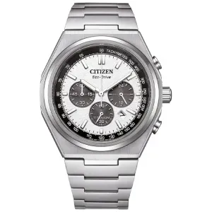 Ανδρικό ρολόι CITIZEN CA4610-85A Eco-Drive Titanium με ασημί καντράν και ασημί μπρασελέ.