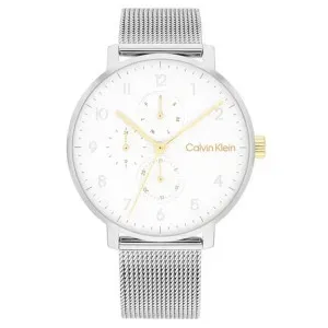 Γυναικείο Ρολόι Calvin Klein 25200405 από ανοξείδωτο ατσάλι με λευκό καντράν και μπρασελέ.