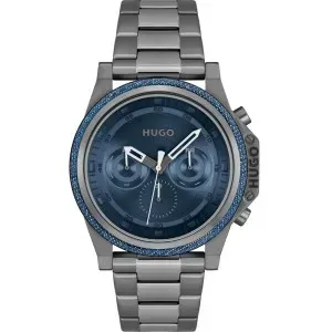 Ανδρικό Ρολόι Hugo Boss 1530350 Brave από ανοξείδωτο ατσάλι με μπλε καντράν και μπρασελέ.