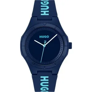 Ανδρικό Ρολόι Hugo Boss 1530344 Lit For Him από ανοξείδωτο ατσάλι με μπλε καντράν και μπλε καουτσούκ λουράκι.