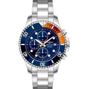 Ανδρικό ρολόι AQUADIVER SS15023G200 Aegean Master Chronograph από ανοξείδωτο ατσάλι με μπλε καντράν και μπρασελέ.