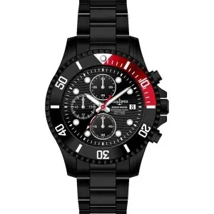 Ανδρικό ρολόι AQUADIVER SS15023G203 Aegean Master Chronograph από ανοξείδωτο ατσάλι με μαύρο καντράν και μπρασελέ.