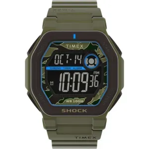 Ανδρικό ρολόι Timex TW2V93700 Commander Encounter με ψηφιακό καντράν και χακί καουτσούκ λουράκι.