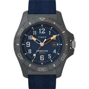 Ανδρικό ρολόι TIMEX TW2V40300 Expedition North Freedive Ocean Solar με μπλε καντράν και μπλε καουτσούκ λουράκι.