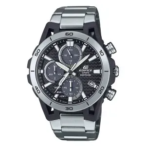 Ανδρικό ρολόι CASIO Edifice Solar EFS-S640D-1AVUEF από ανοξείδωτο ατσάλι με ανθρακί καντράν και μπρασελέ.