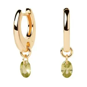 Γυναικεία σκουλαρίκια κρίκοι P D PAOLA AR01-B91-U Green Lily Hoops από επιχρυσωμένο ασήμι 925.