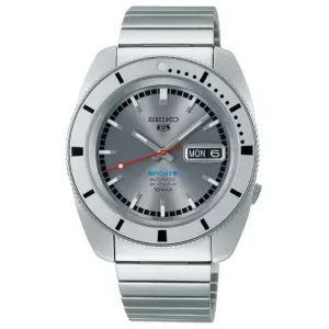 Ανδρικό ρολόι SEIKO 5 SRPL03K1J Sports Automatic από ανοξείδωτο ατσάλι με γκρι καντράν και ασημί μπρασελέ.