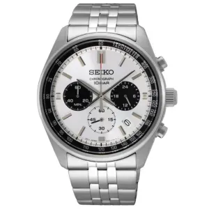 Ανδρικό ρολόι SEIKO SSB425P1 Conceptual από ανοξείδωτο ατσάλι με λευκό καντράν και ασημί μπρασελέ.