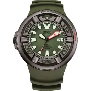 Ανδρικό ρολόι CITIZEN BJ8055-04X Promaster Eco-Drive από ανοξείδωτο ατσάλι με χακί καντράν και χακί καουτσούκ λουράκι.