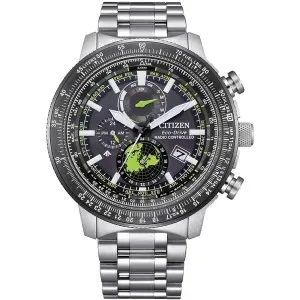 Ανδρικό ρολόι CITIZEN BY3006-53E Promaster Eco-Drive RadioControlled από ανοξείδωτο ατσάλι με μαύρο καντράν και μπρασελέ.