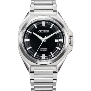 Ανδρικό Ρολόι CITIZEN Αυτόματο Series 8 NB6010-81E από ανοξείδωτο ατσάλι με μαύρο καντράν και μπρασελέ.