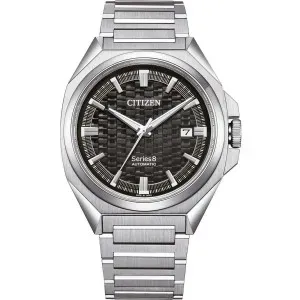 Ανδρικό Ρολόι CITIZEN Αυτόματο Series 8 NB6050-51E από ανοξείδωτο ατσάλι με μαύρο καντράν και μπρασελέ.