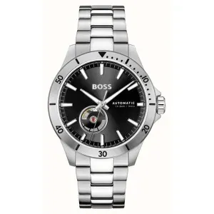 Ανδρικό Ρολόι Boss 1514202 Troper Automatic από ανοξείδωτο ατσάλι με μαύρο καντράν και μπρασελέ