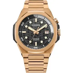 Ανδρικό Ρολόι CITIZEN Αυτόματο Series 8 NB6069-53H από ανοξείδωτο ατσάλι με μαύρο καντράν και μπρασελέ.