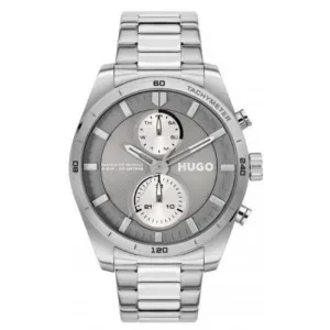 Ανδρικό ρολόι HUGO BOSS 1530372 Fast από ανοξείδωτο ατσάλι με ασημί καντράν και ασημί μπρασελέ.