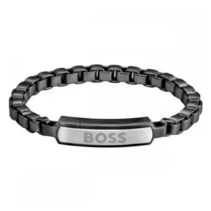 Ανδρικό βραχιόλι HUGO BOSS 1580598 από μαύρο ανοξείδωτο ατσάλι.