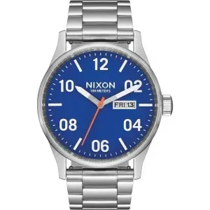 Ανδρικό ρολόι NIXON A356-5211-00 Sentry SS από ανοξείδωτο ατσάλι με μπλε καντράν και μπρασελέ.