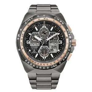 Ανδρικό ρολόι CITIZEN JY8146-54E Promaster Eco-drive Radio Controlled με μαύρο καντράν και μπρασελέ.