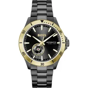 Ανδρικό Ρολόι Boss 1514203 Troper Automatic από ανοξείδωτο ατσάλι με μαύρο καντράν και μαύρο μπρασελέ