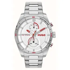 Ανδρικό ρολόι HUGO BOSS 1530373 Fast από ανοξείδωτο ατσάλι με λευκό καντράν και ασημί μπρασελέ.